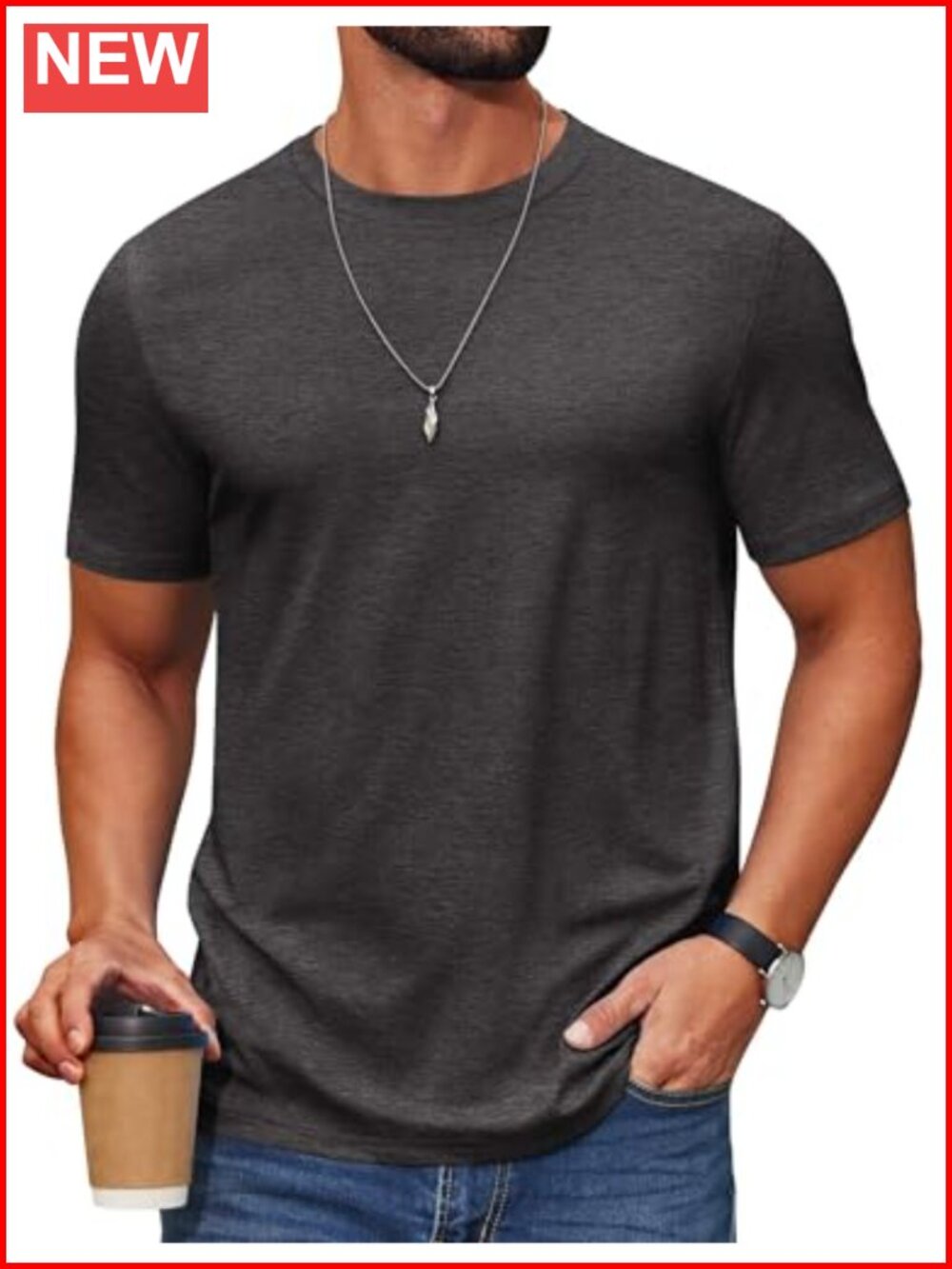 Men's Short Sleeve Cotton Blend Crew Neck Casual Summer T-Shirt